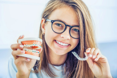 Orthodontic Braces on a girl in West Des Moines